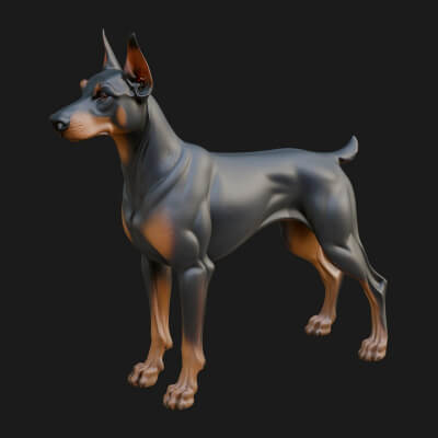 Doberman Dog Statue Design 1 3D Print Model