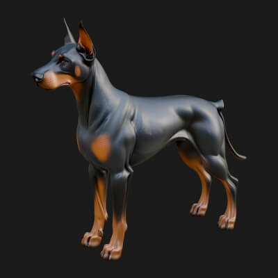 Doberman Dog Statue Design 2 3D Print Model
