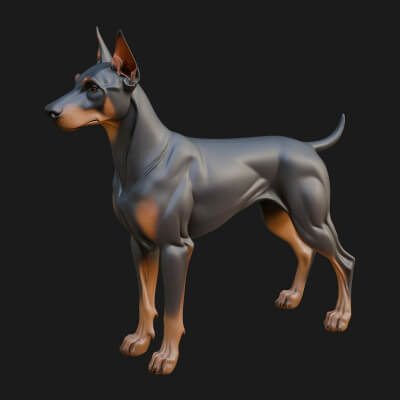 Doberman Dog Statue Design 3 3D Print Model