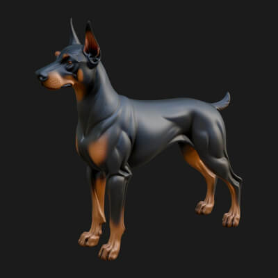 Doberman Dog Statue Design 4 3D Print Model