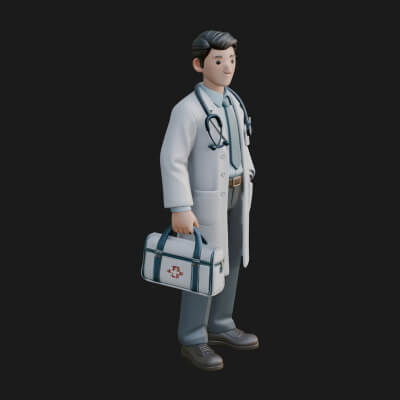 Doctor Man Statue Design 4 3D Print Model
