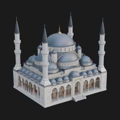 Domed Mosque Temple Design 1 3D Print Model