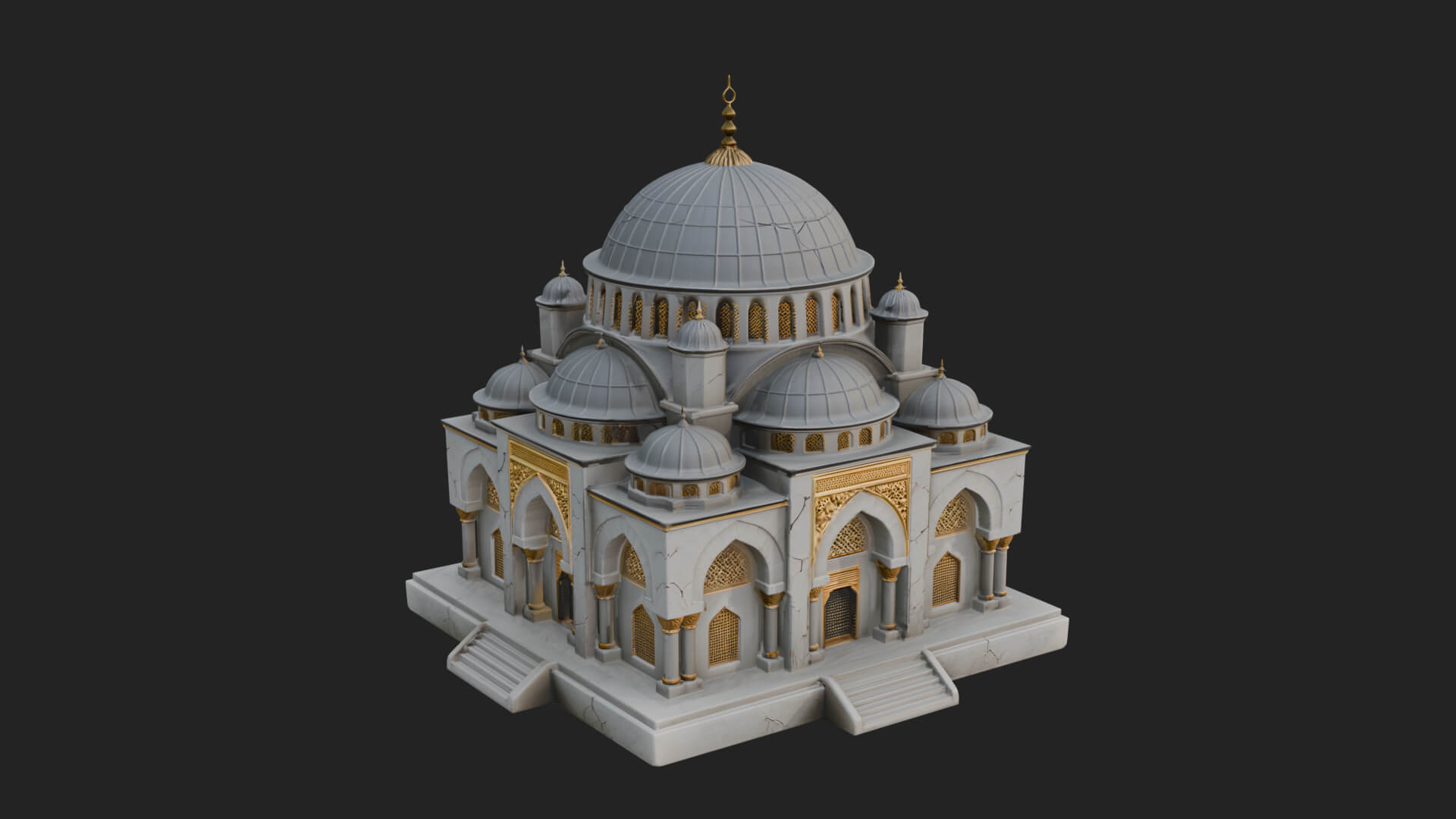 Domed Mosque Temple Design 10 3D Print Model 3D Model