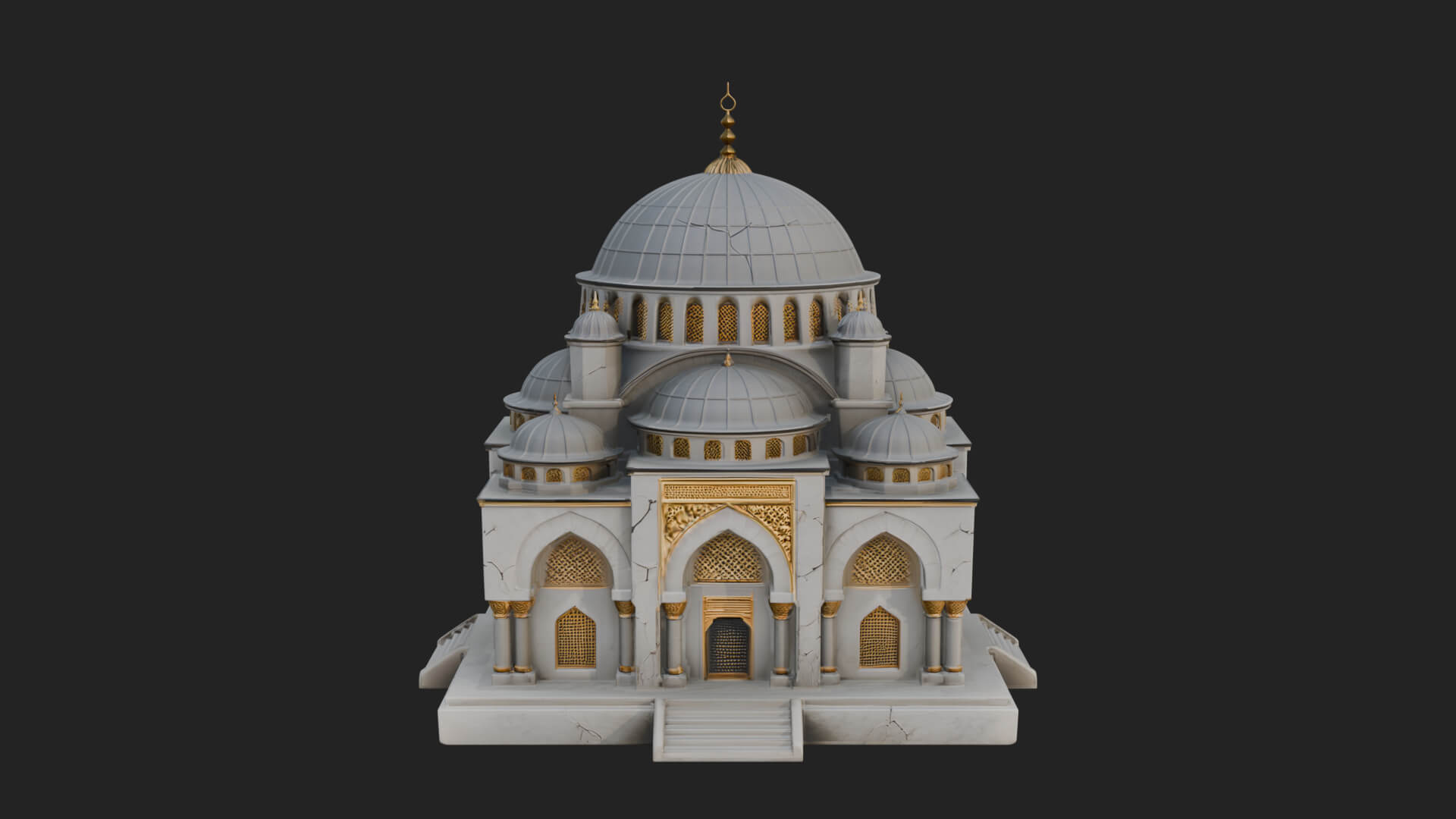 Domed Mosque Temple Design 10 3D Print Model 3D Model