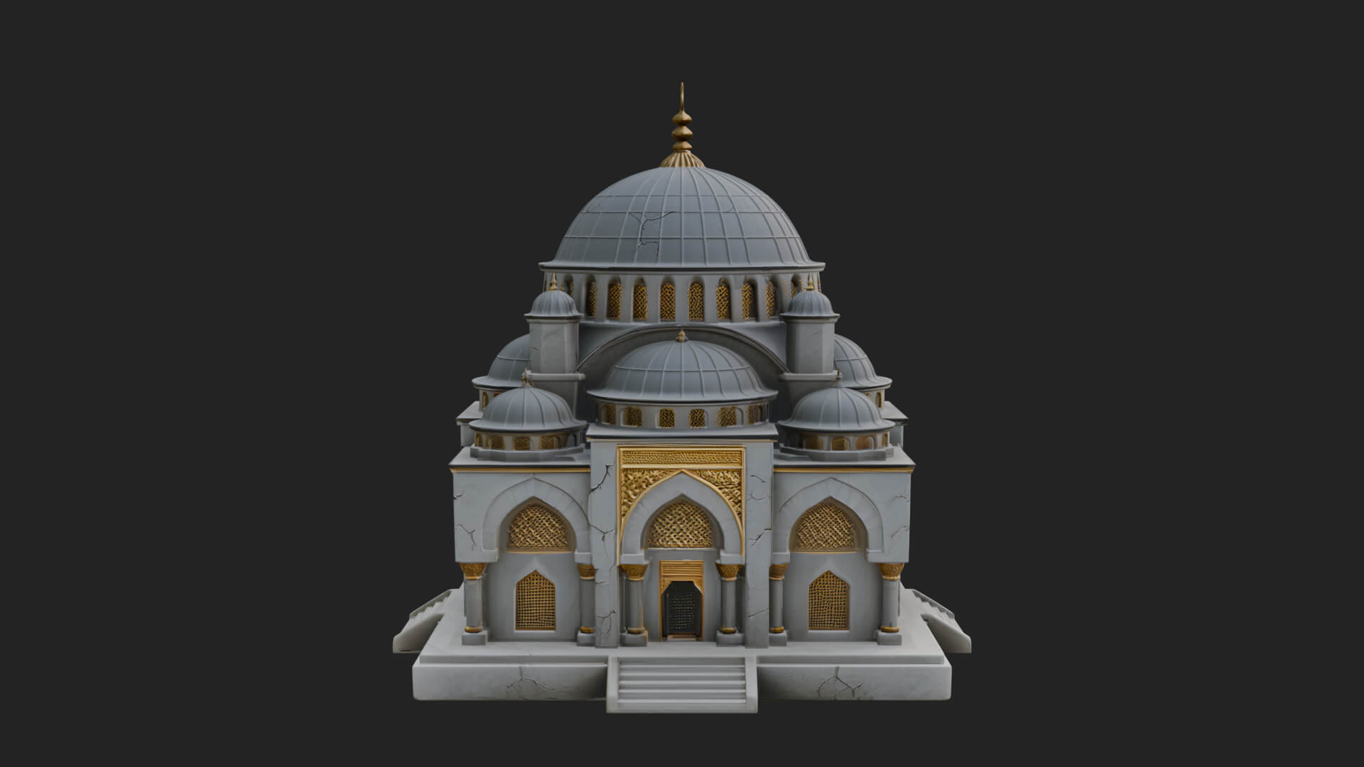 Domed Mosque Temple Design 10 3D Print Model 3D Model