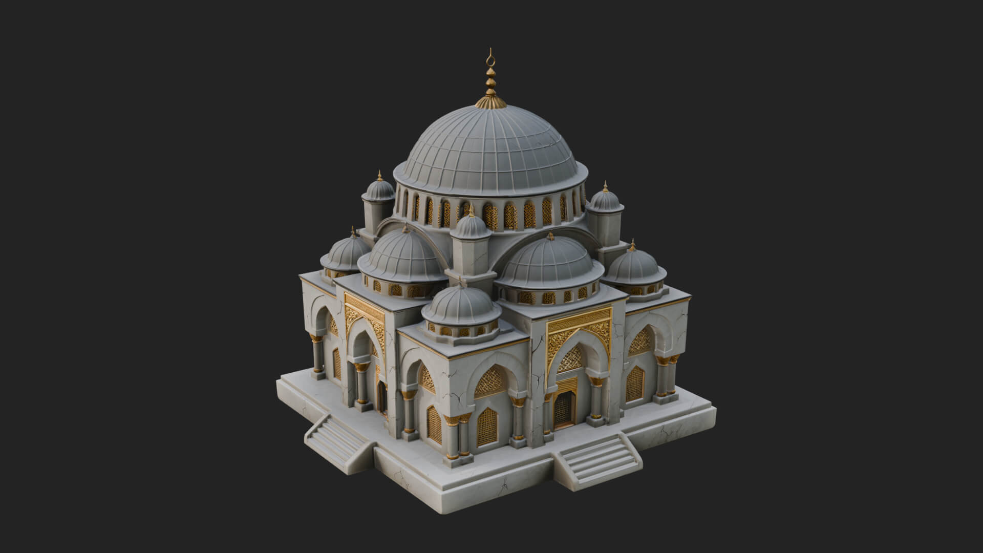 Domed Mosque Temple Design 10 3D Print Model 3D Model