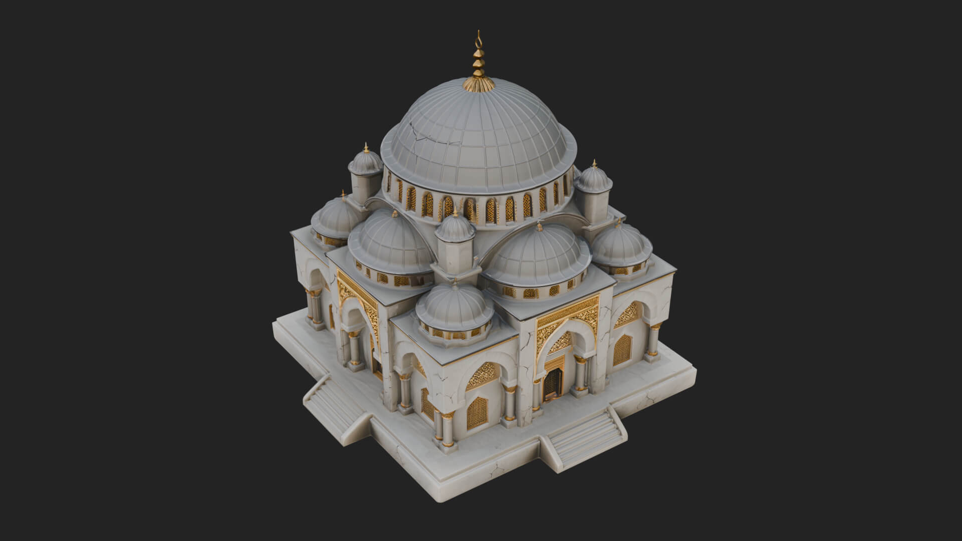 Domed Mosque Temple Design 10 3D Print Model 3D Model