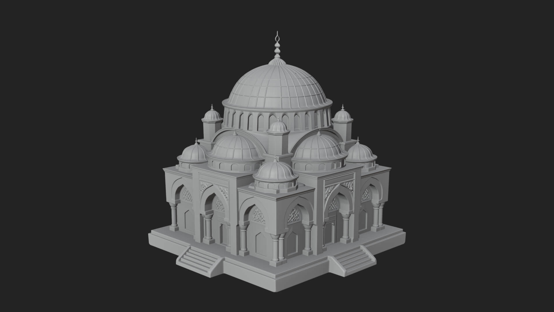 Domed Mosque Temple Design 10 3D Print Model 3D Model