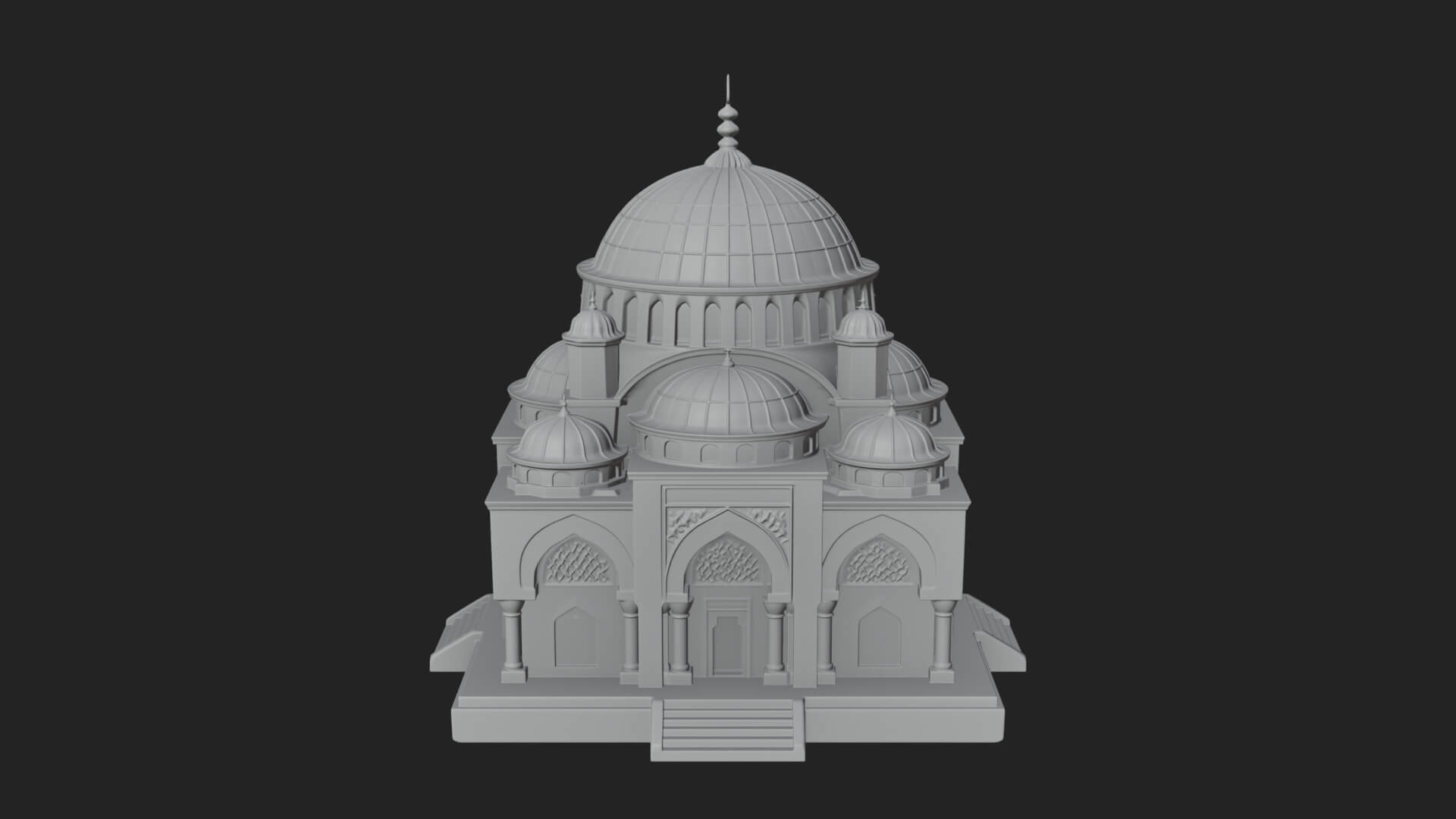 Domed Mosque Temple Design 10 3D Print Model 3D Model