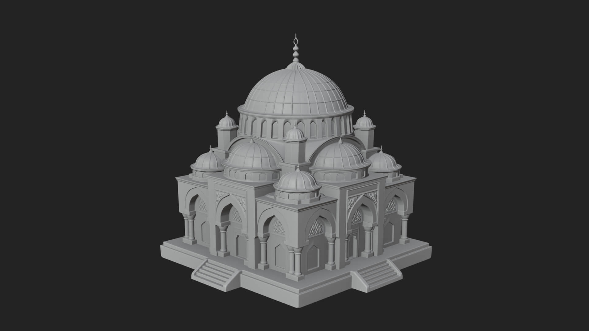 Domed Mosque Temple Design 10 3D Print Model 3D Model