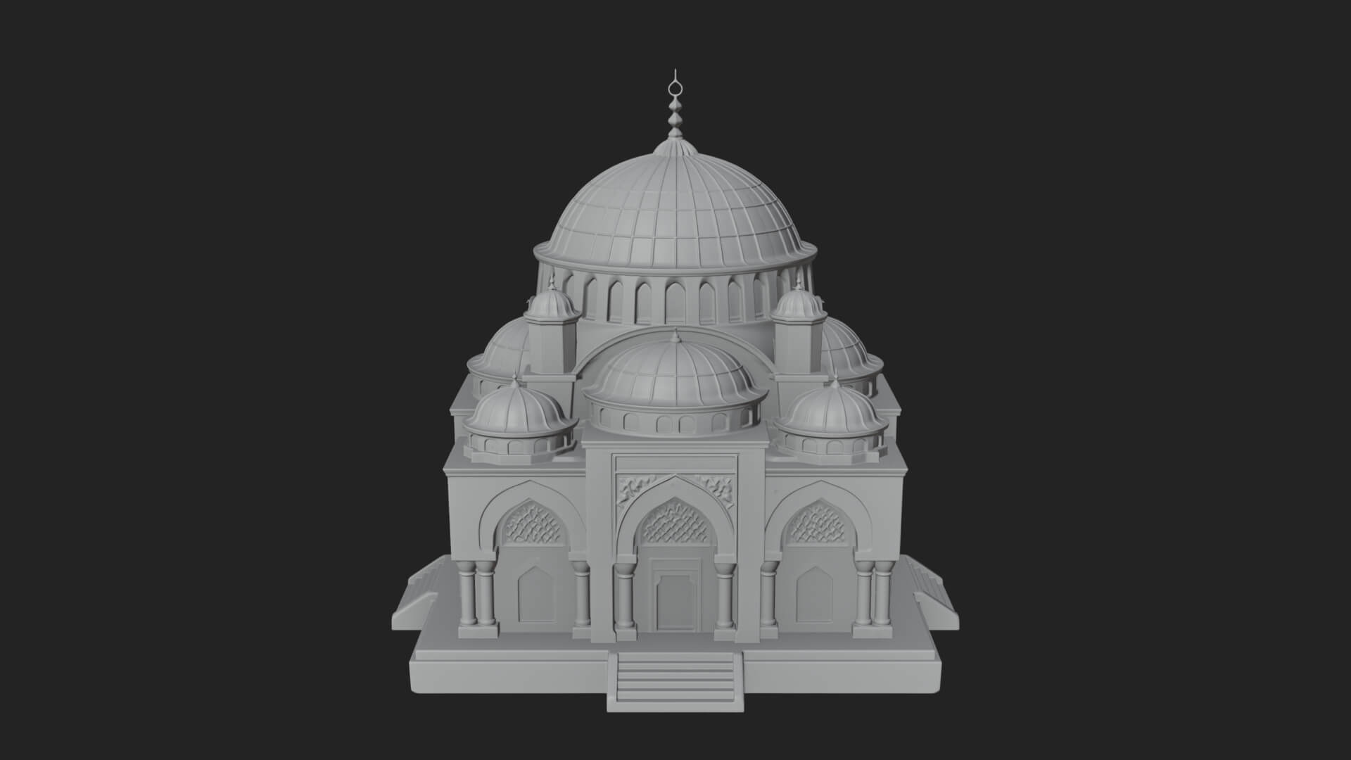 Domed Mosque Temple Design 10 3D Print Model 3D Model