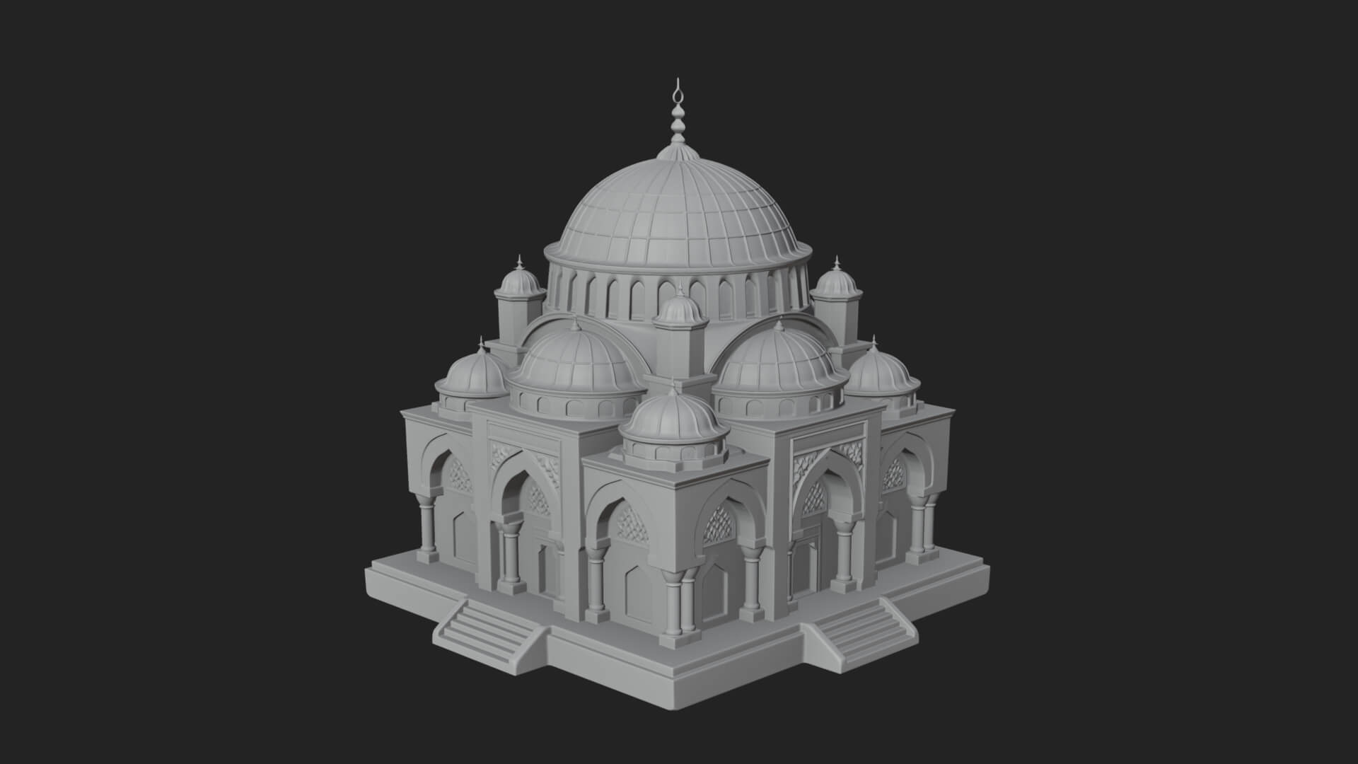 Domed Mosque Temple Design 10 3D Print Model 3D Model