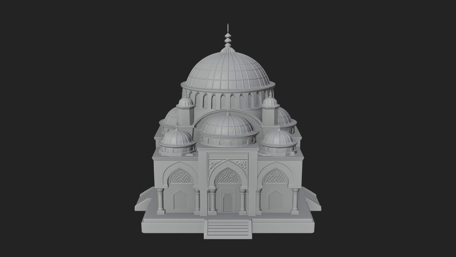 Domed Mosque Temple Design 10 3D Print Model 3D Model