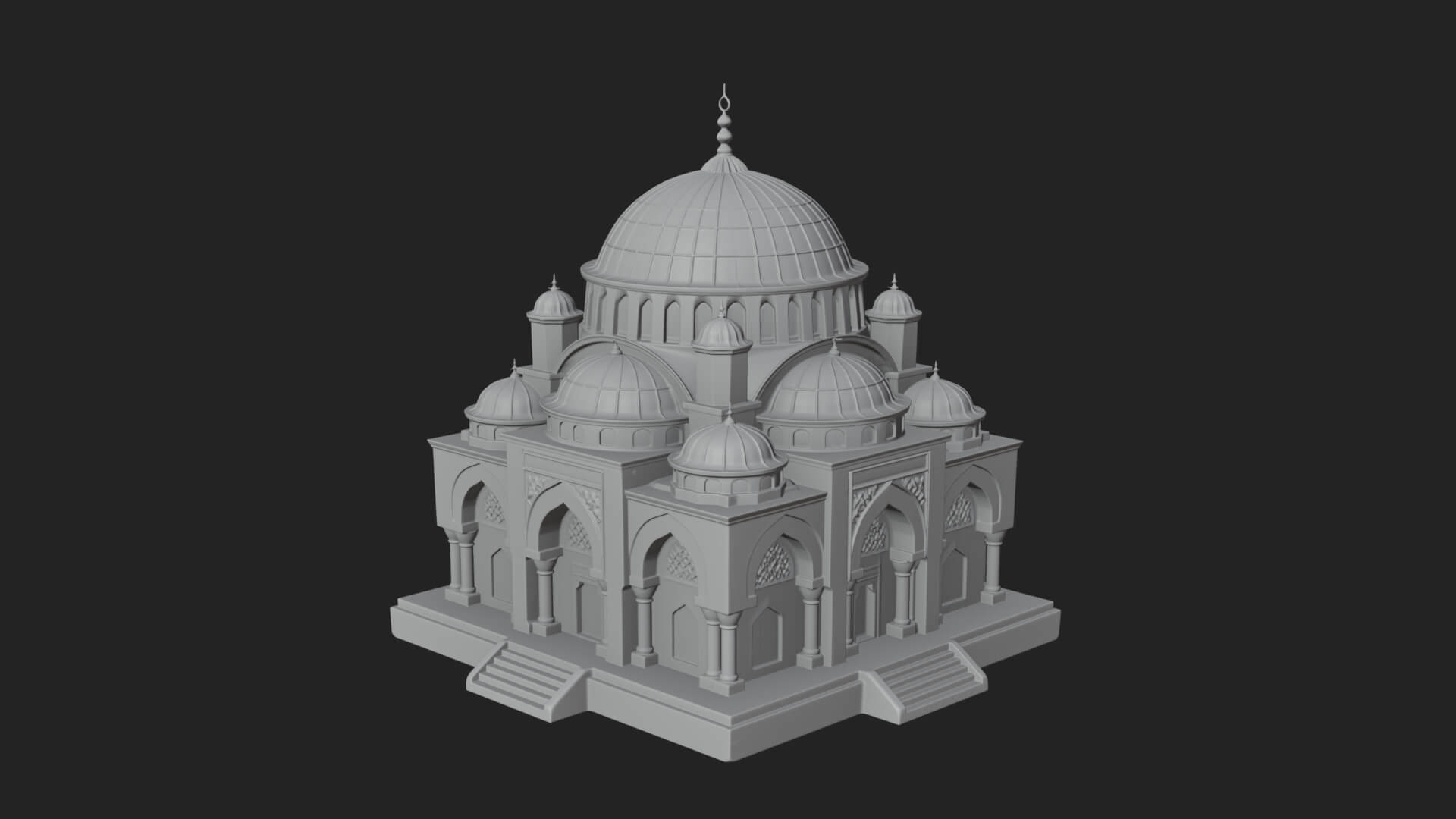 Domed Mosque Temple Design 10 3D Print Model 3D Model