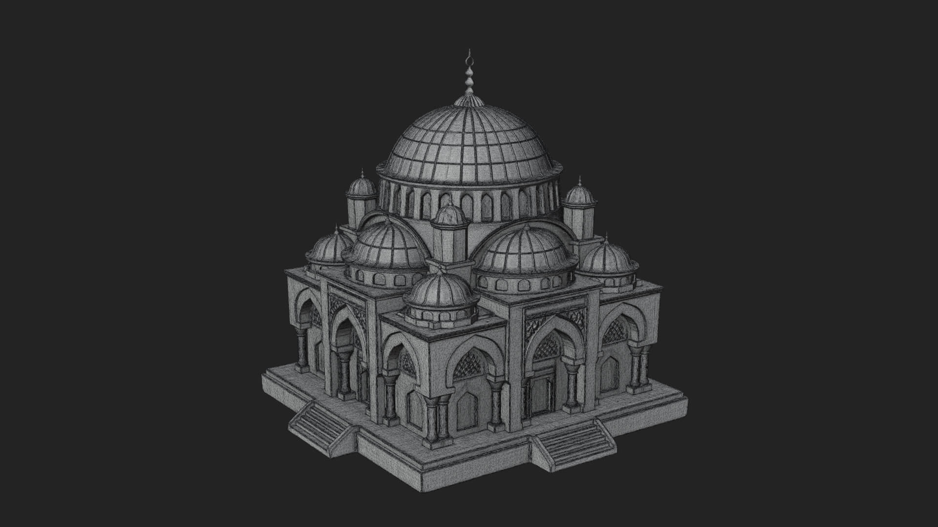 Domed Mosque Temple Design 10 3D Print Model 3D Model
