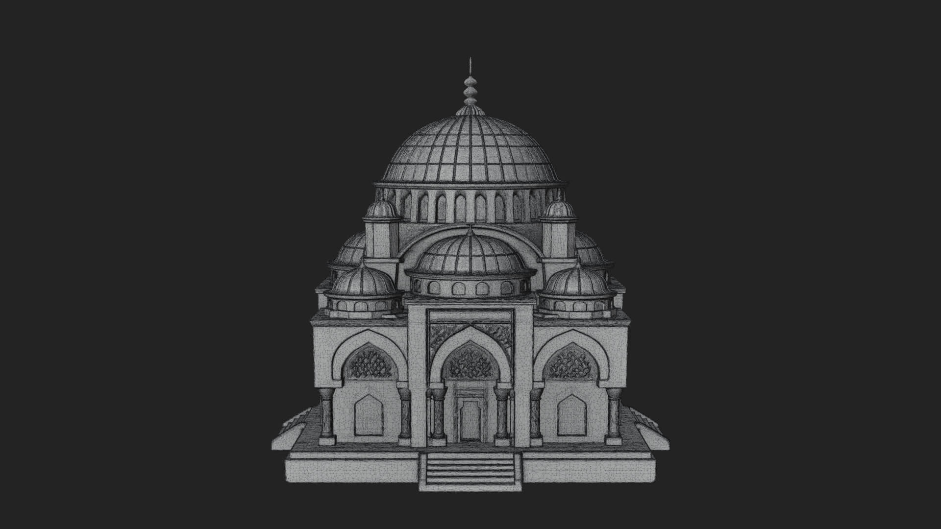 Domed Mosque Temple Design 10 3D Print Model 3D Model