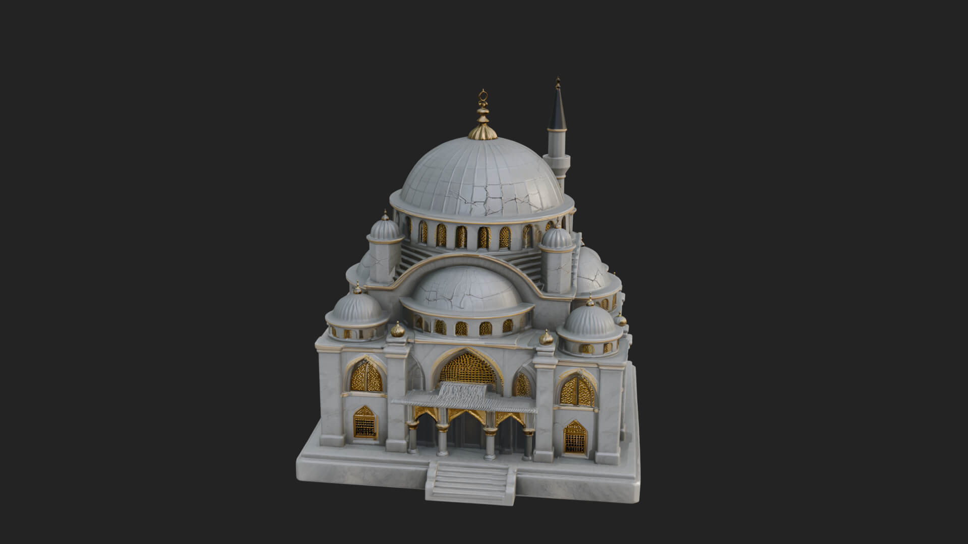 Domed Mosque Temple Design 11 3D Print Model 3D Model