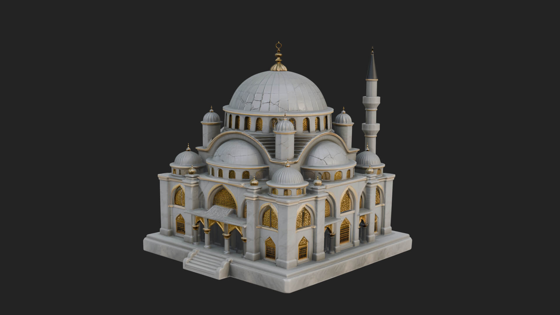 Domed Mosque Temple Design 11 3D Print Model 3D Model