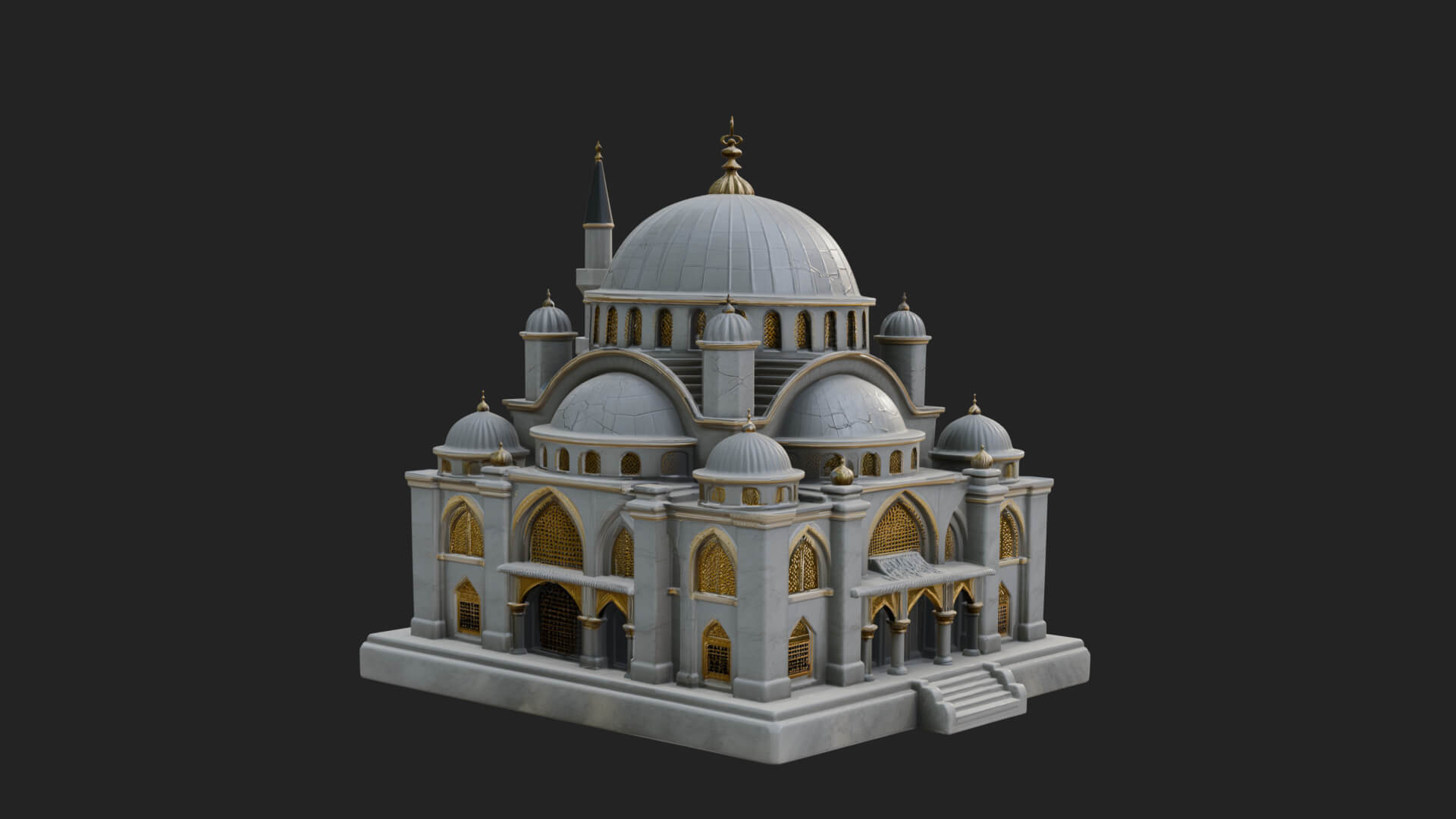 Domed Mosque Temple Design 11 3D Print Model 3D Model
