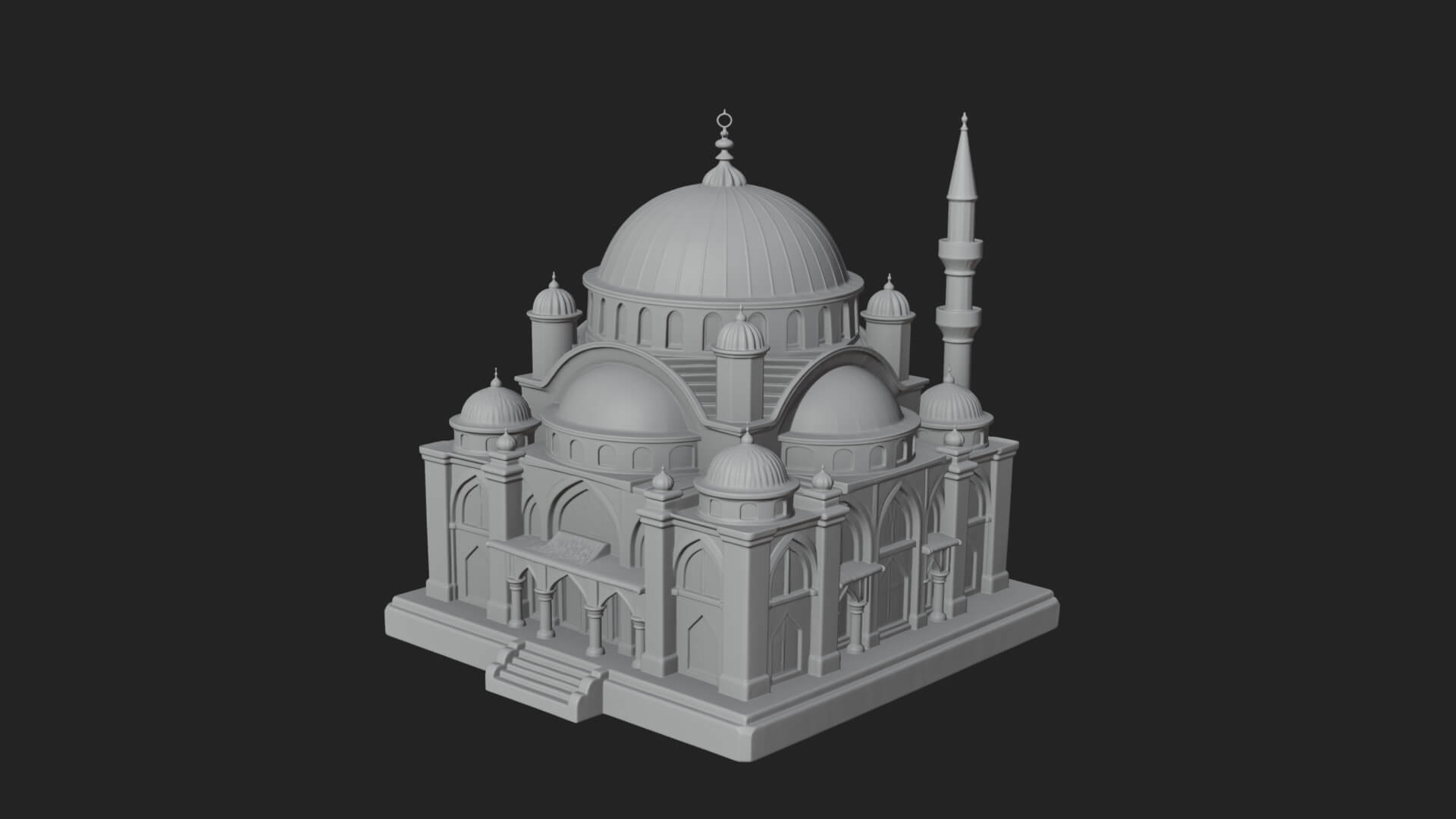 Domed Mosque Temple Design 11 3D Print Model 3D Model