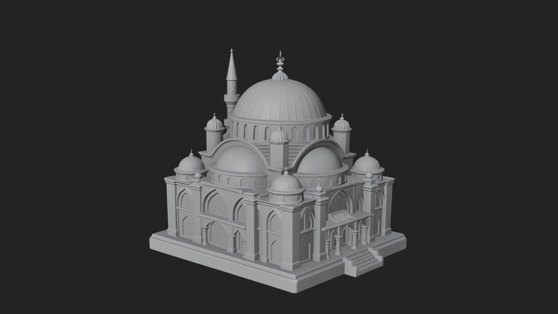 Domed Mosque Temple Design 11 3D Print Model 3D Model