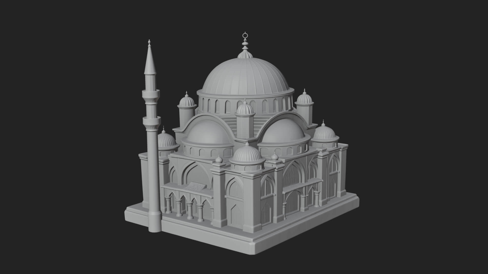 Domed Mosque Temple Design 11 3D Print Model 3D Model