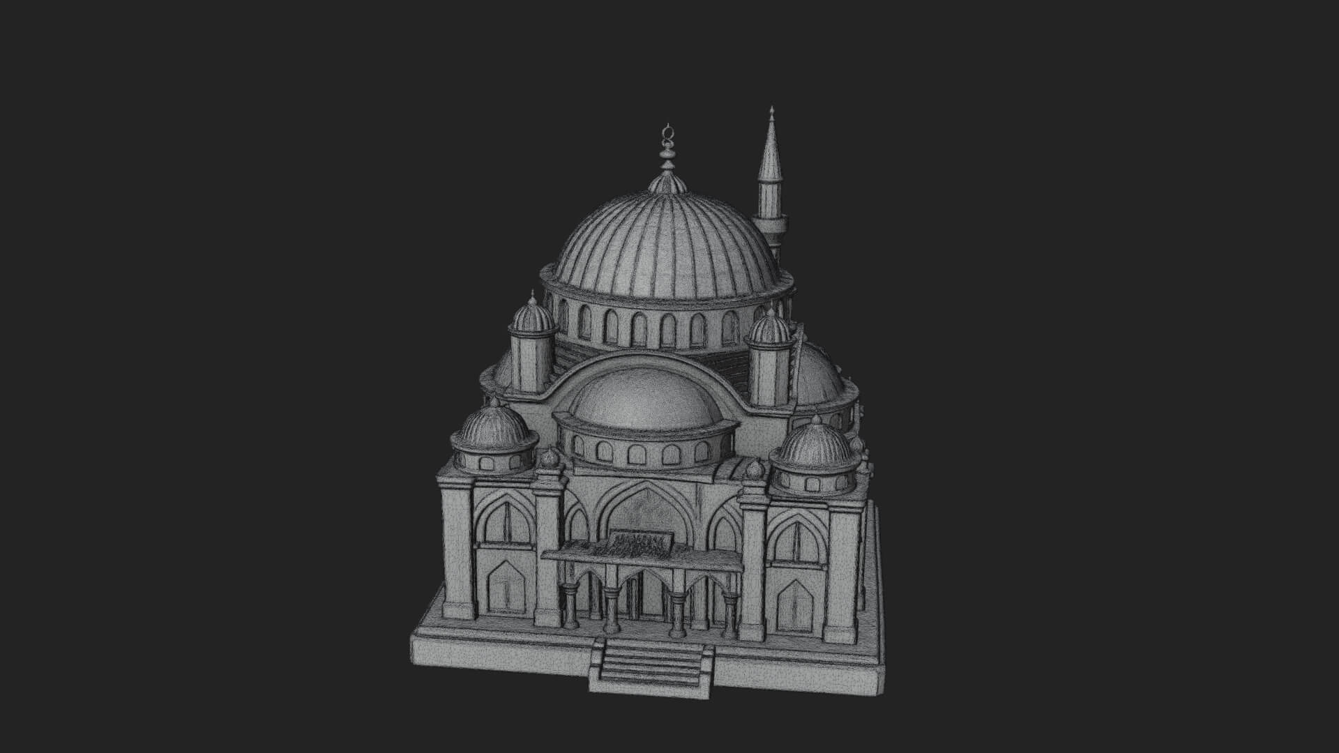 Domed Mosque Temple Design 11 3D Print Model 3D Model
