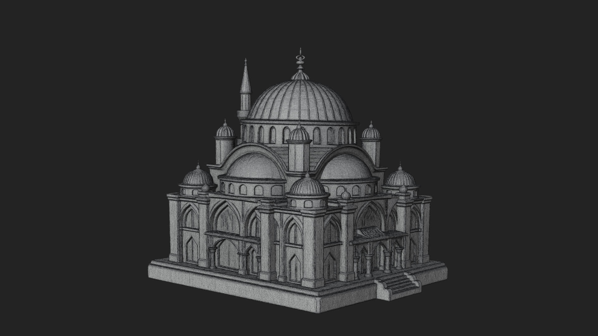 Domed Mosque Temple Design 11 3D Print Model 3D Model