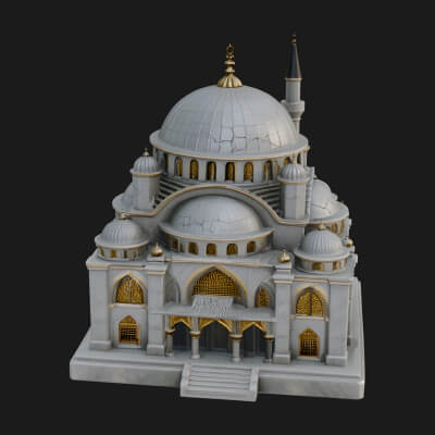Domed Mosque Temple Design 11 3D Print Model