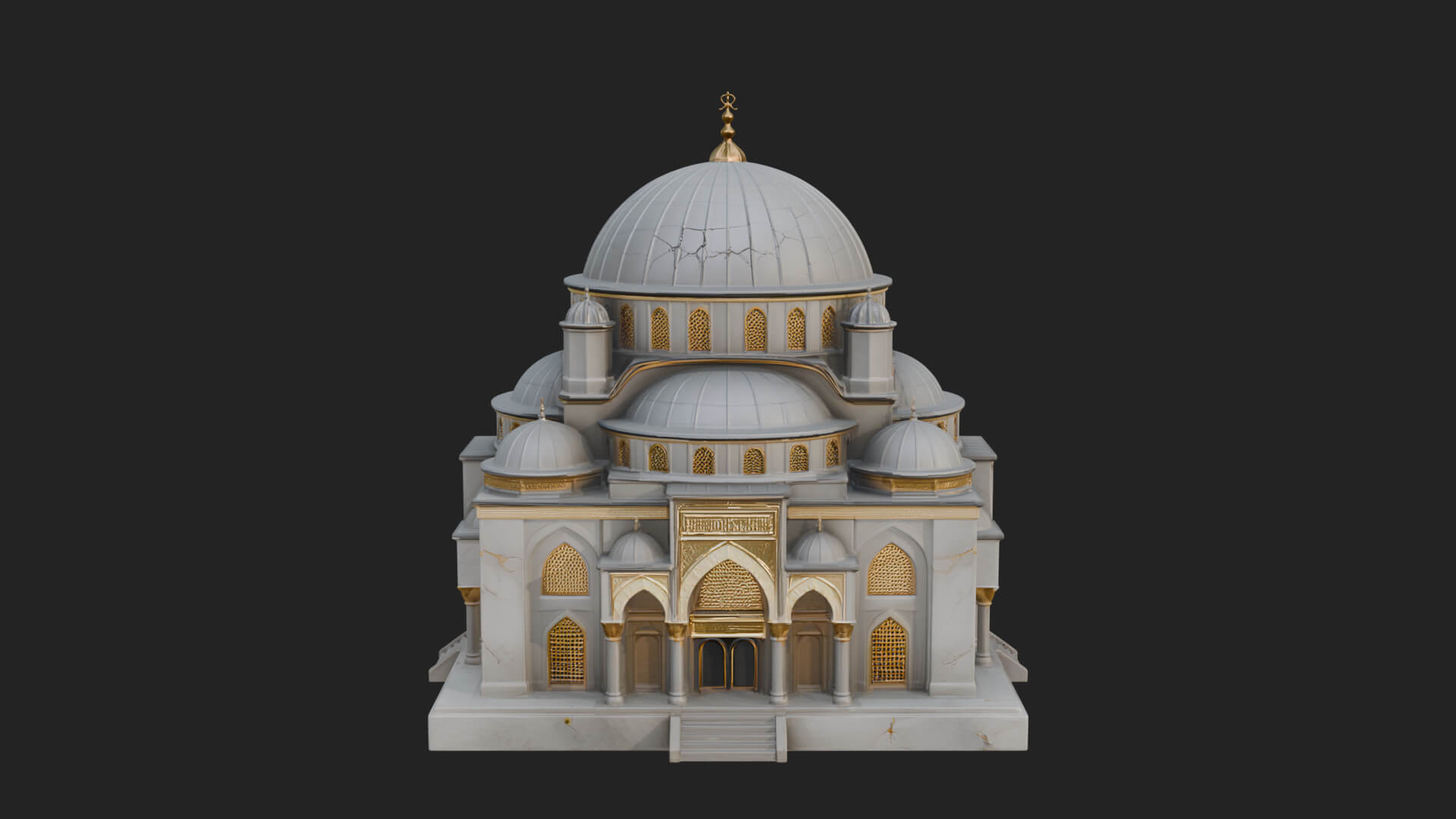 Domed Mosque Temple Design 12 3D Print Model 3D Model