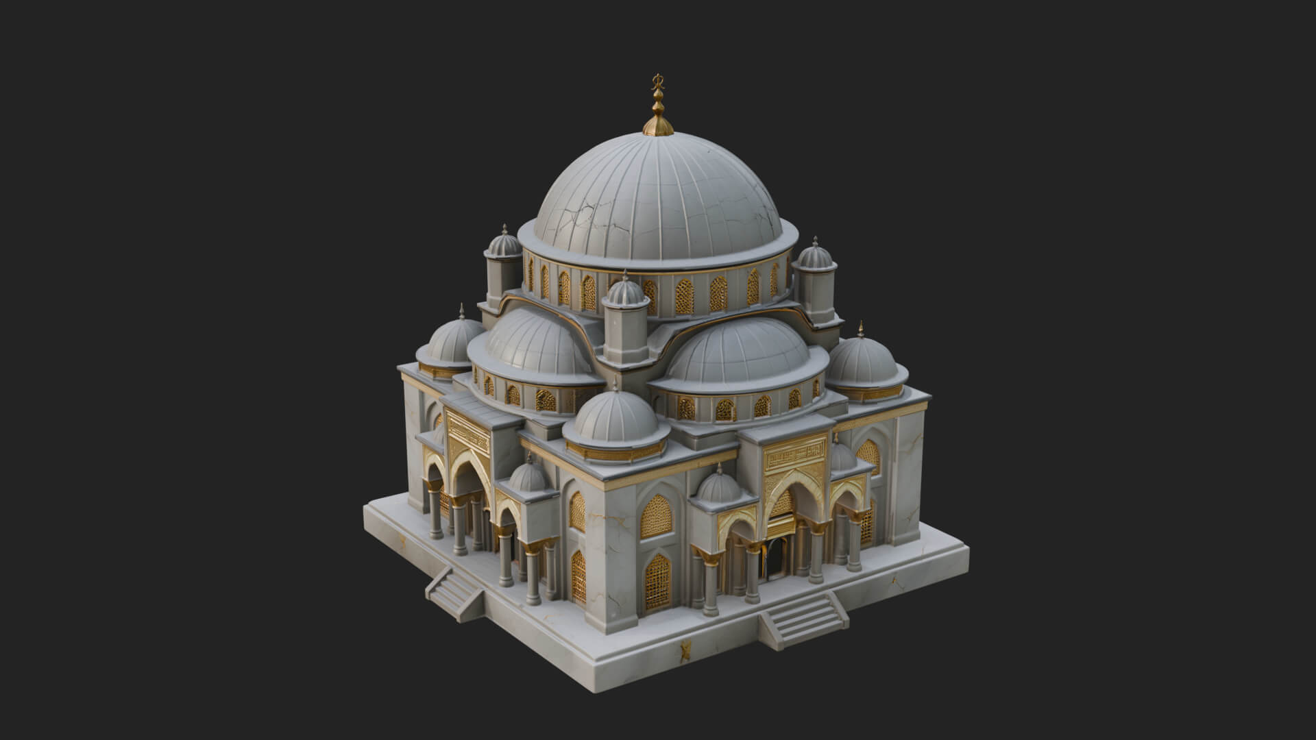 Domed Mosque Temple Design 12 3D Print Model 3D Model