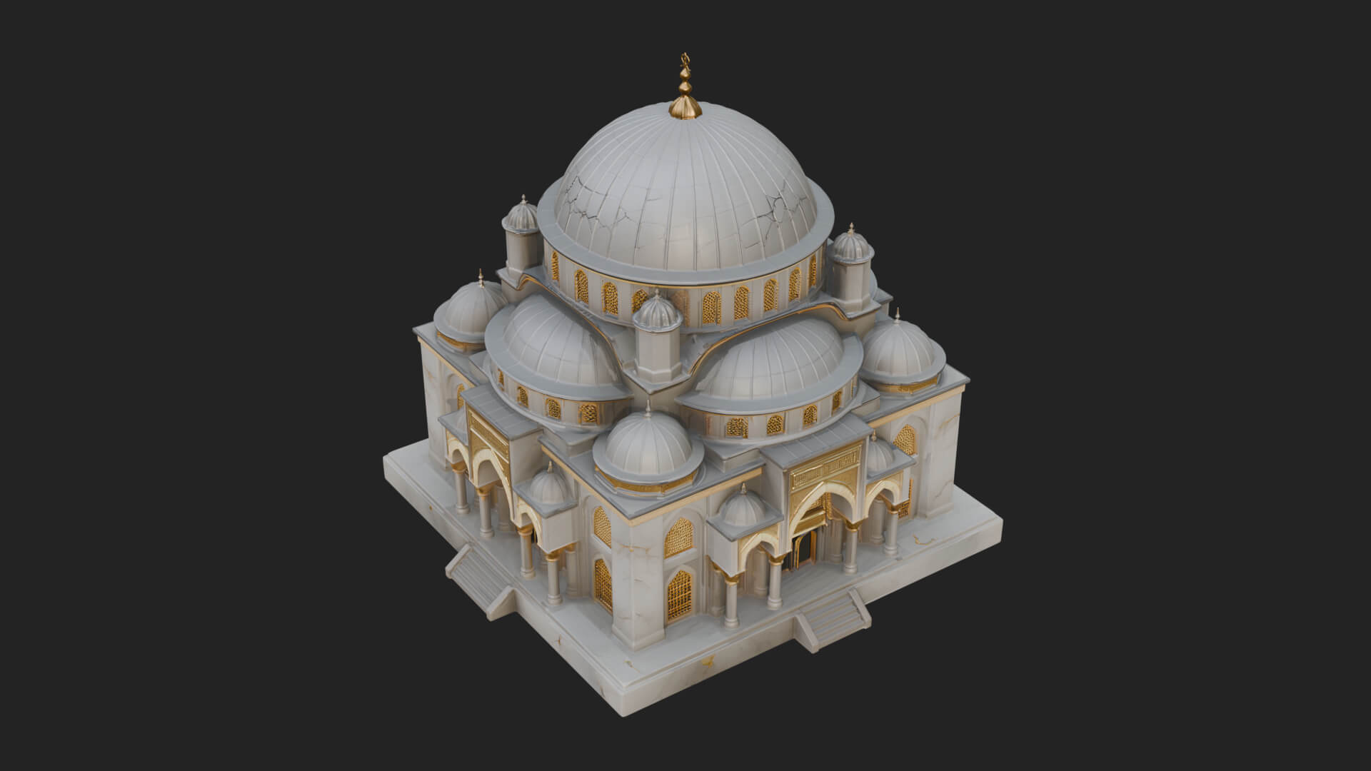 Domed Mosque Temple Design 12 3D Print Model 3D Model
