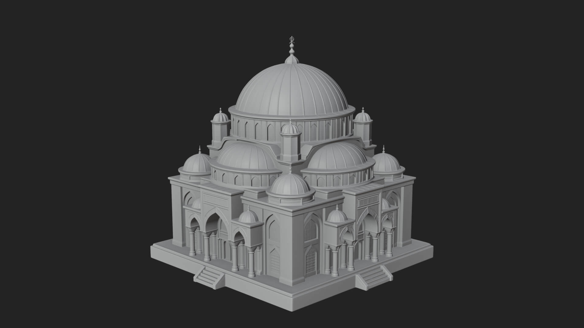 Domed Mosque Temple Design 12 3D Print Model 3D Model