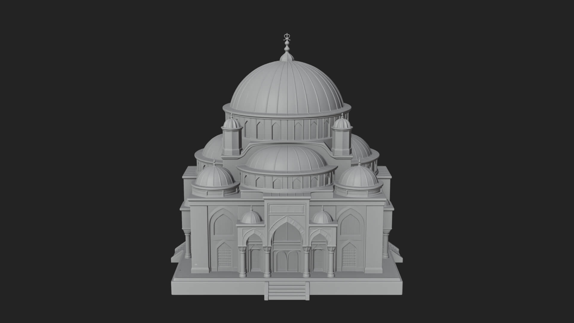 Domed Mosque Temple Design 12 3D Print Model 3D Model