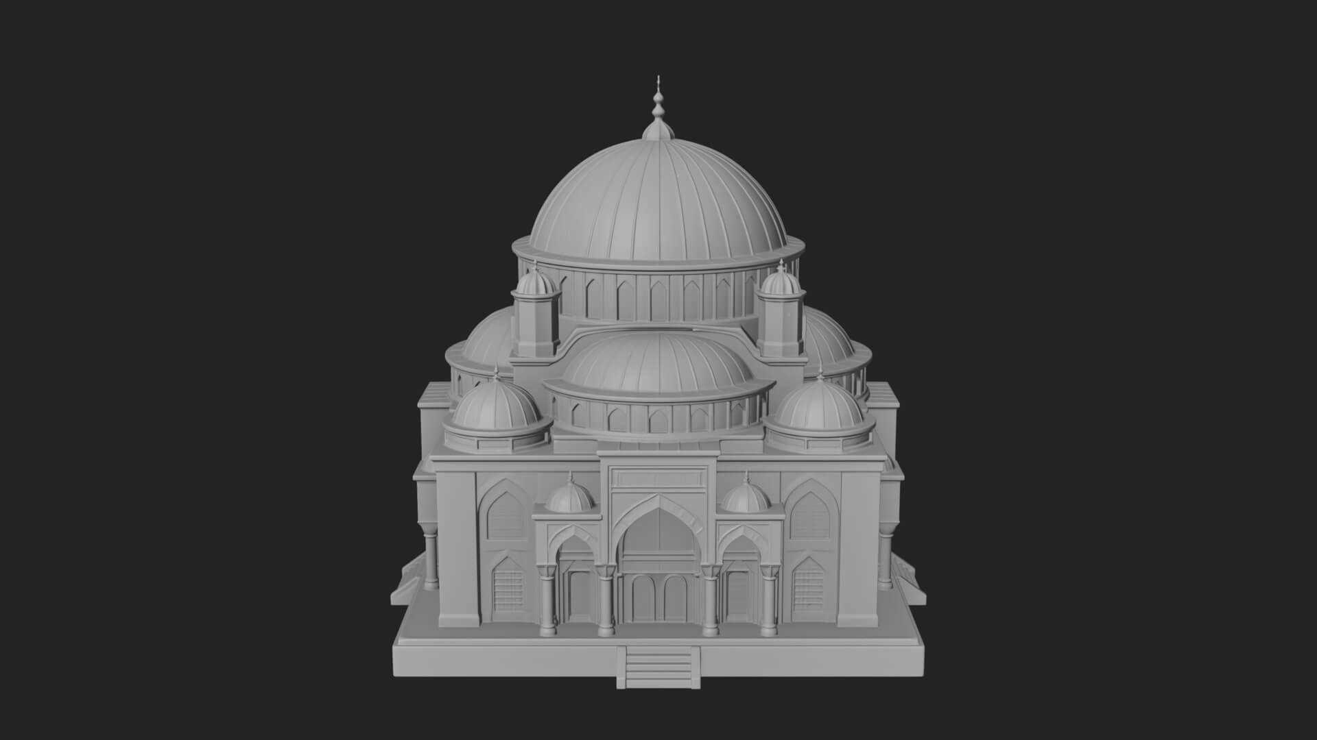 Domed Mosque Temple Design 12 3D Print Model 3D Model