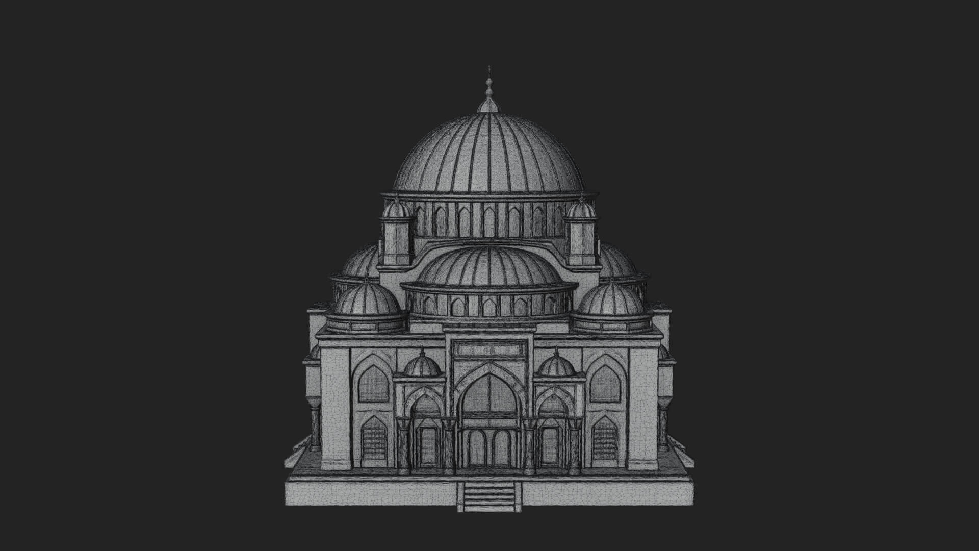 Domed Mosque Temple Design 12 3D Print Model 3D Model