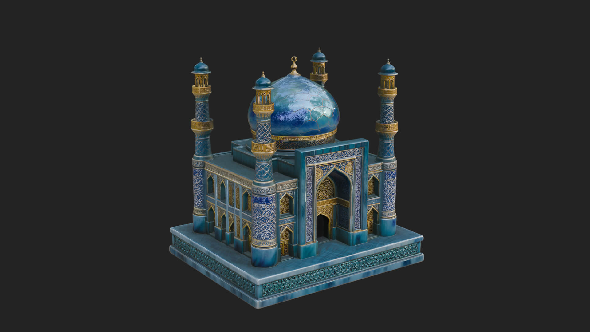 Domed Mosque Temple Design 13 3D Print Model 3D Model