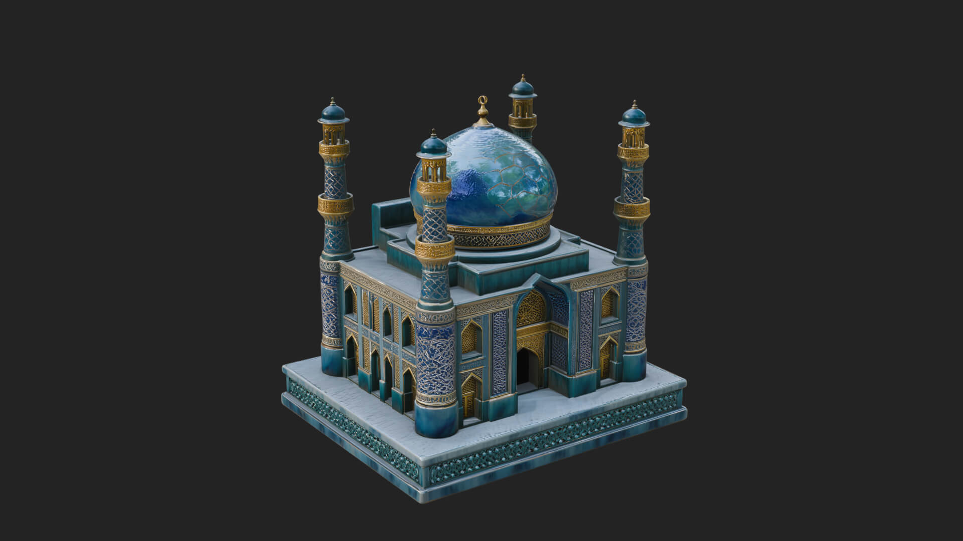 Domed Mosque Temple Design 13 3D Print Model 3D Model