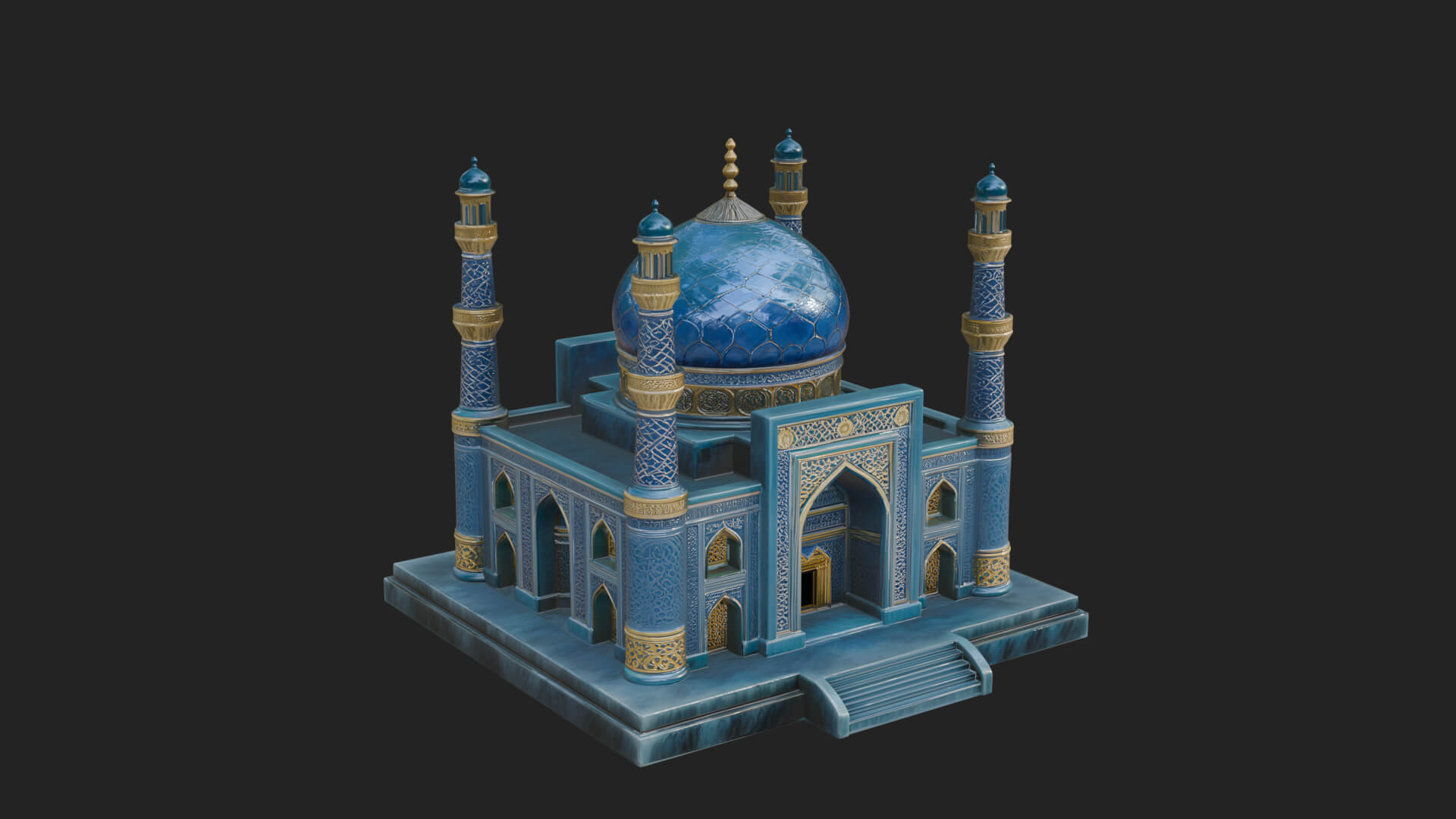 Domed Mosque Temple Design 14 3D Print Model 3D Model