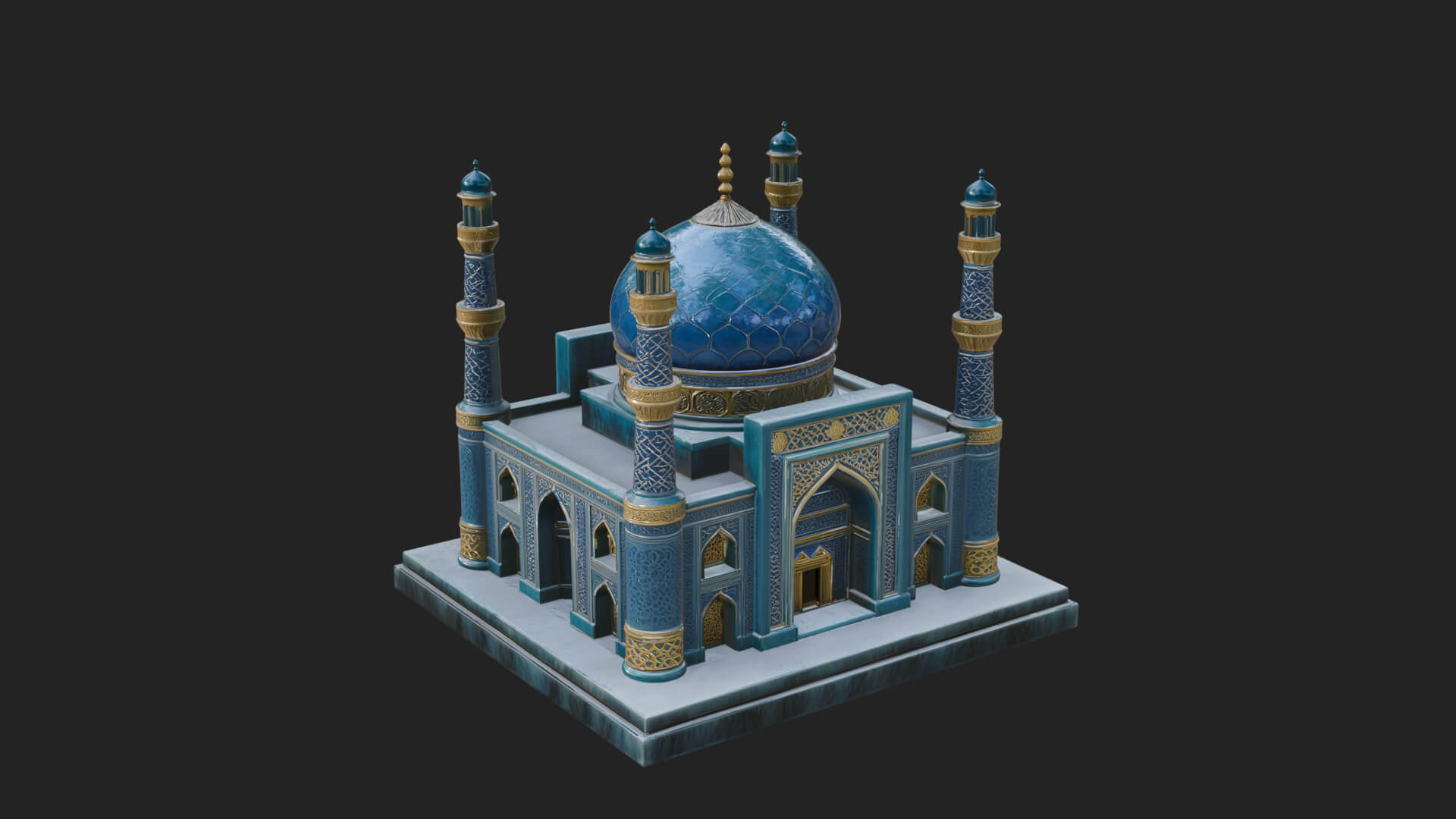 Domed Mosque Temple Design 14 3D Print Model 3D Model