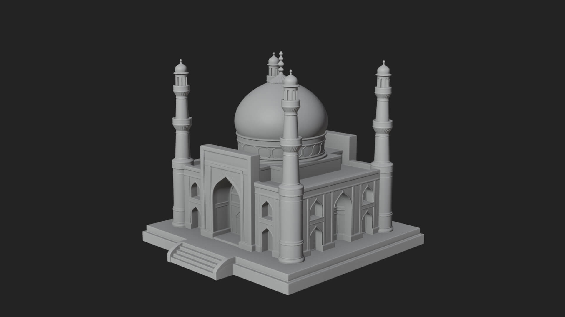 Domed Mosque Temple Design 14 3D Print Model 3D Model
