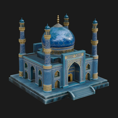 Domed Mosque Temple Design 14 3D Print Model