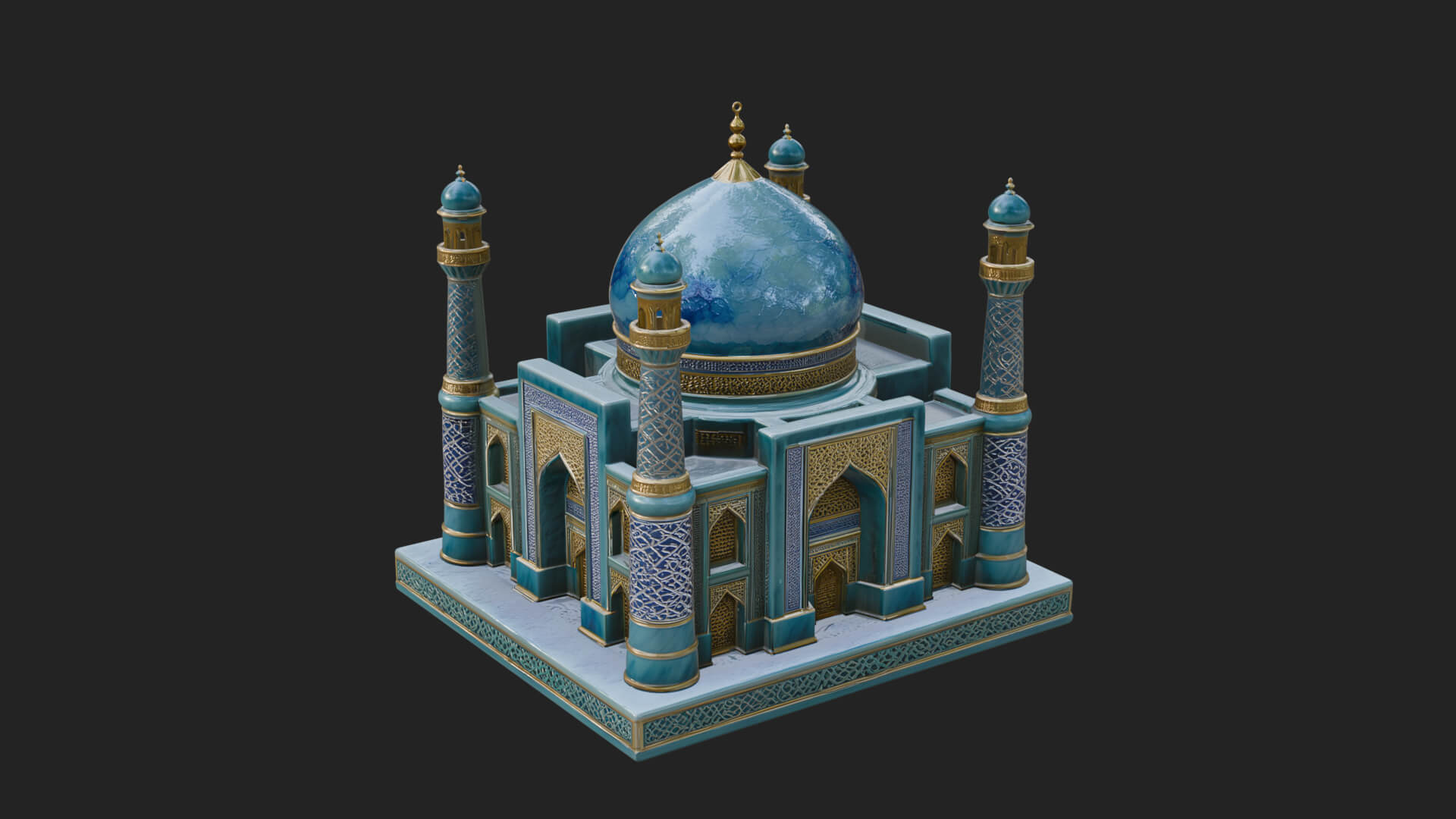 Domed Mosque Temple Design 15 3D Print Model 3D Model