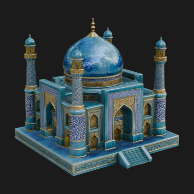 Domed Mosque Temple Design 15 3D Print Model