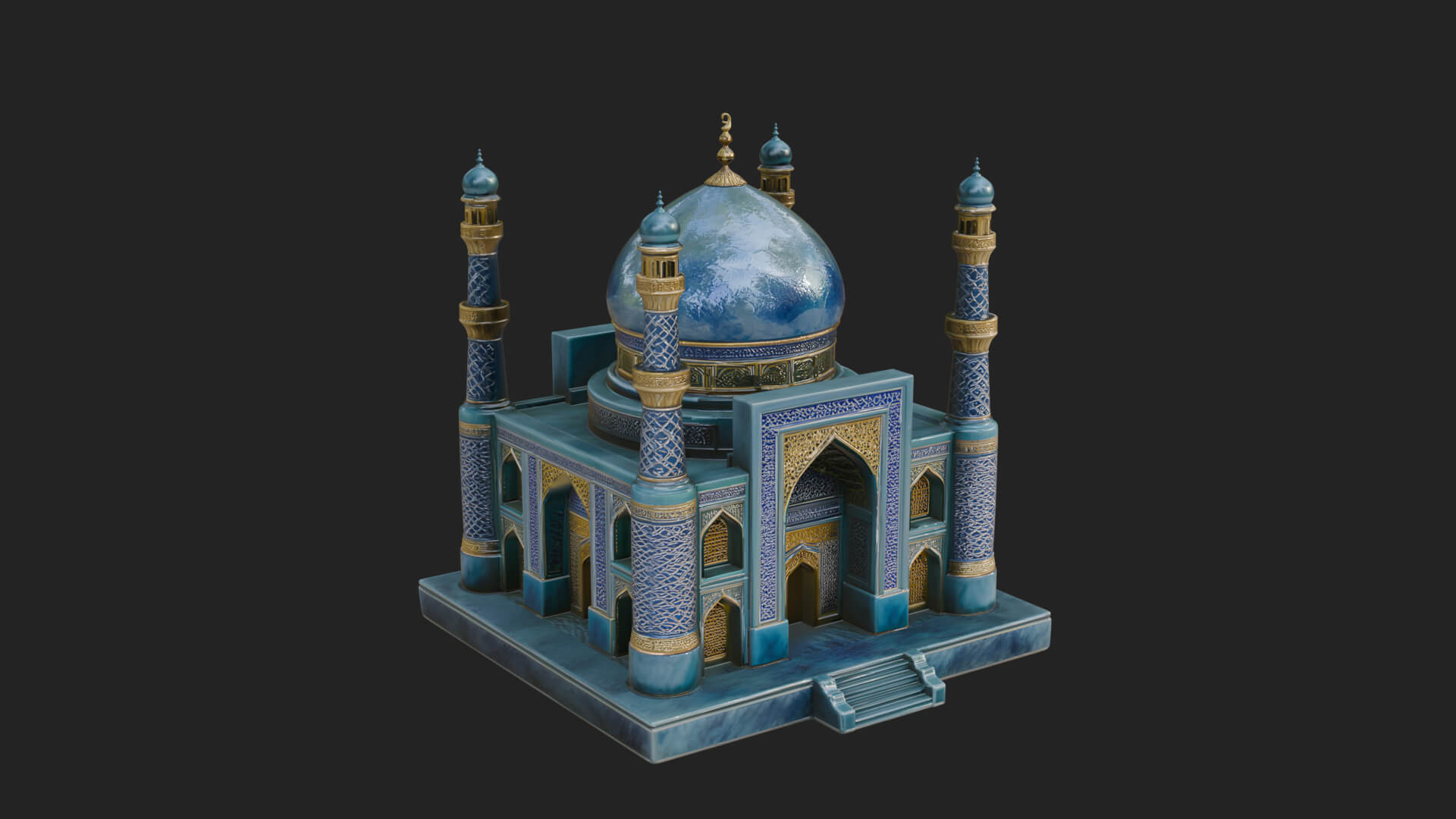 Domed Mosque Temple Design 16 3D Print Model 3D Model
