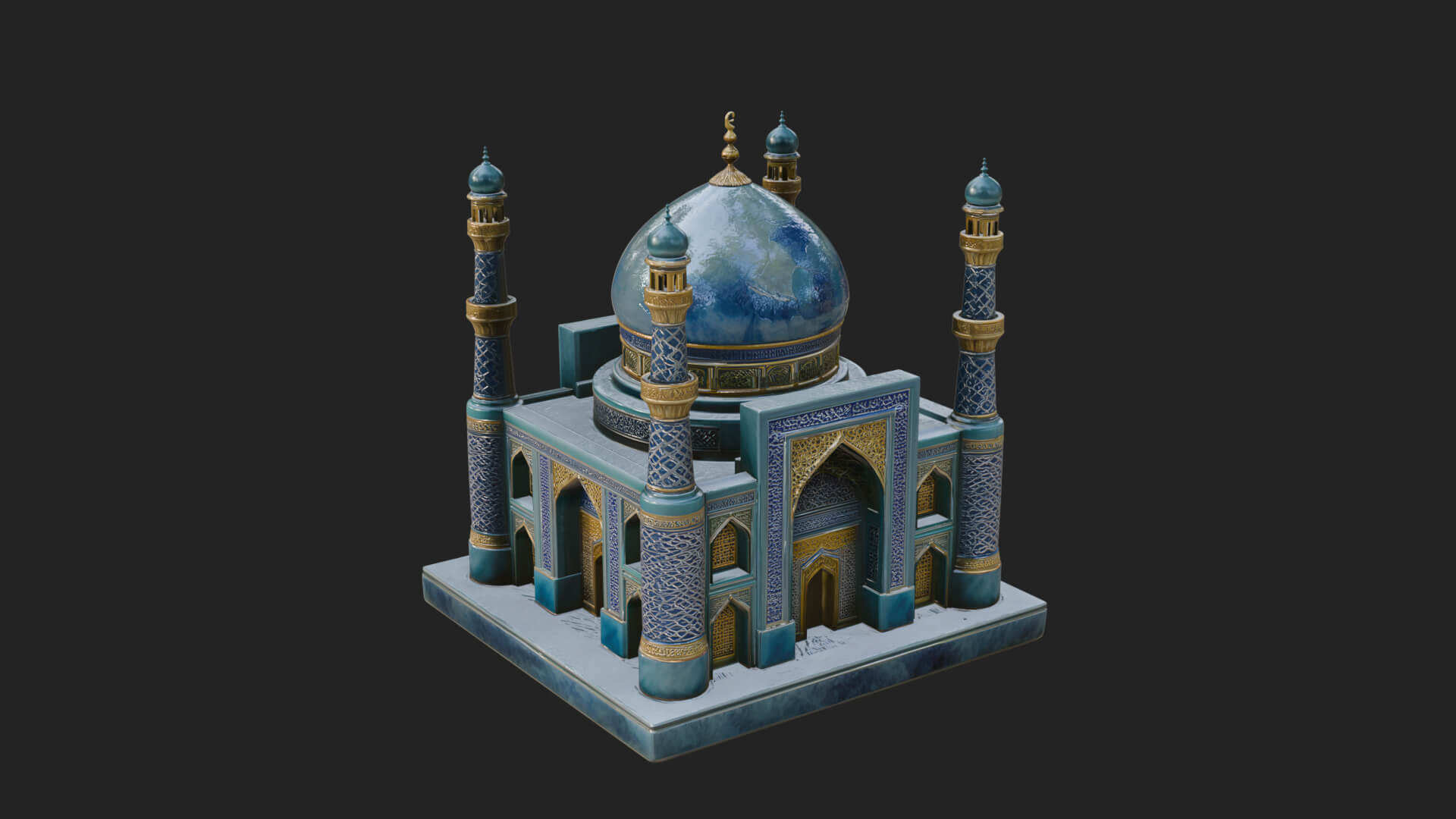 Domed Mosque Temple Design 16 3D Print Model 3D Model