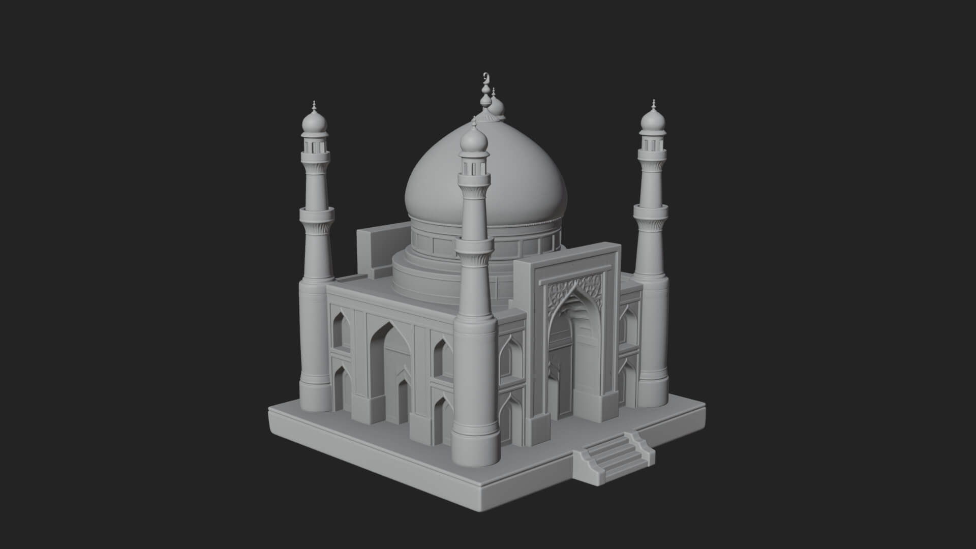 Domed Mosque Temple Design 16 3D Print Model 3D Model