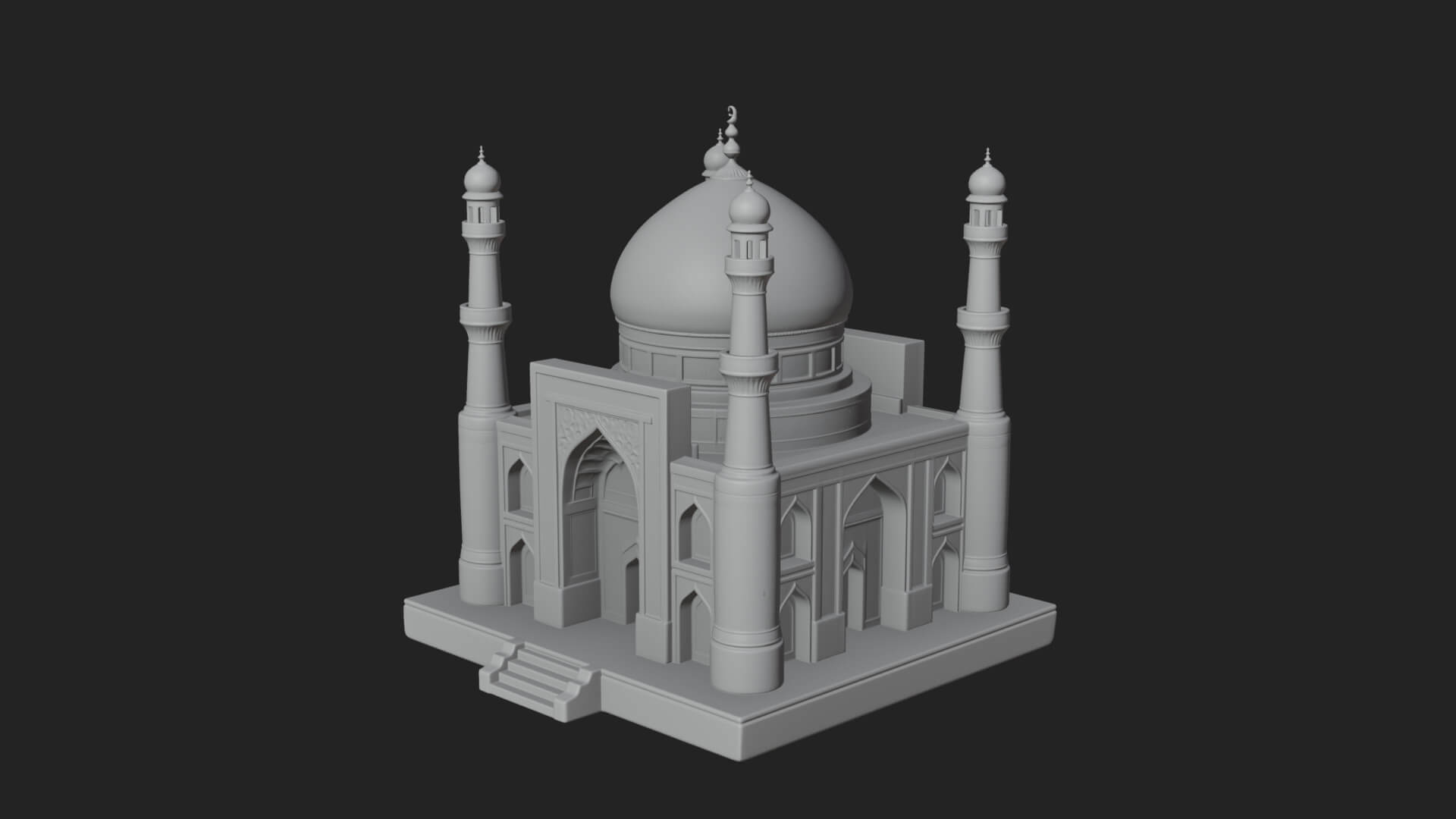 Domed Mosque Temple Design 16 3D Print Model 3D Model