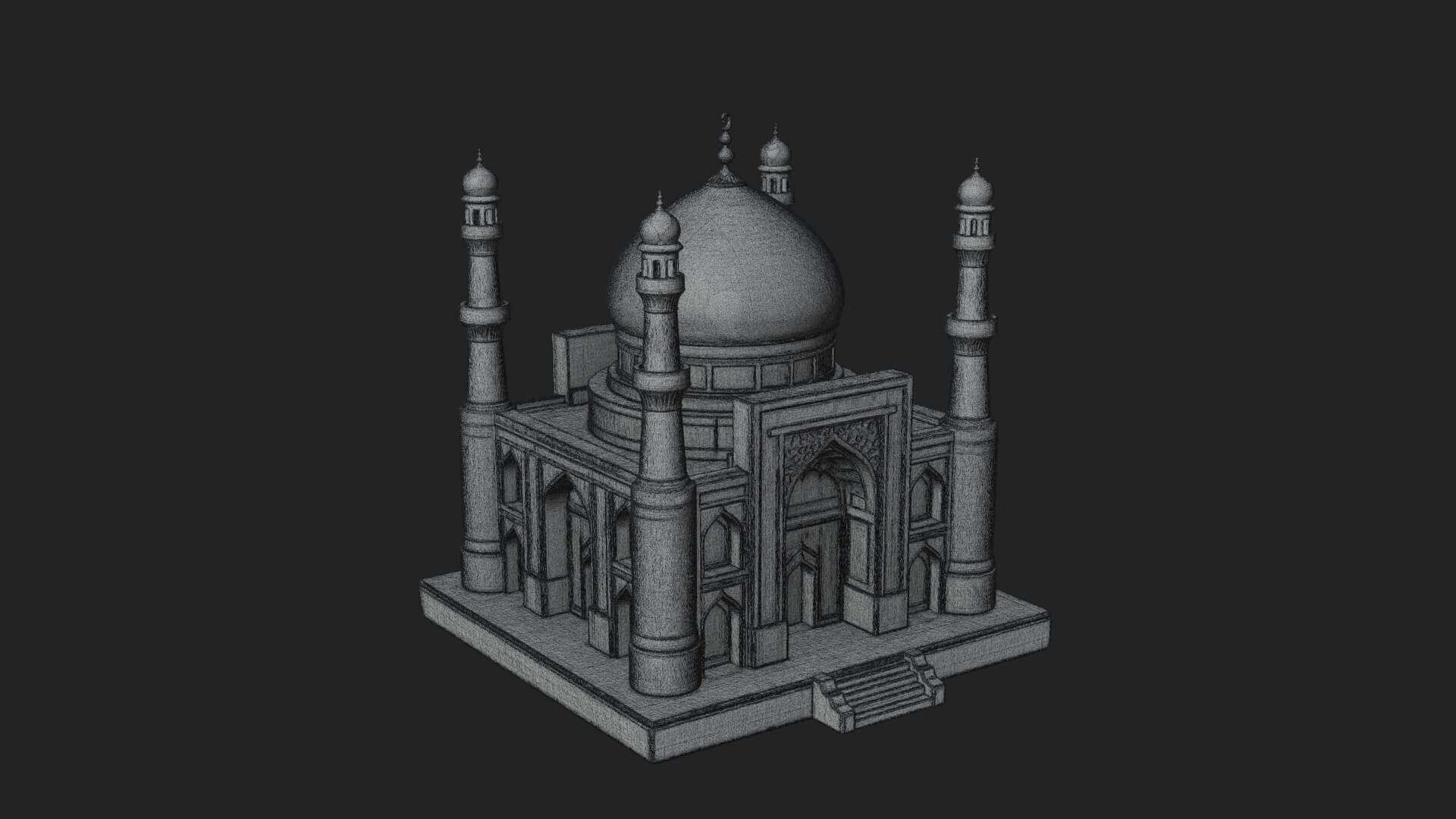 Domed Mosque Temple Design 16 3D Print Model 3D Model