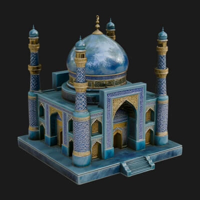 Domed Mosque Temple Design 16 3D Print Model